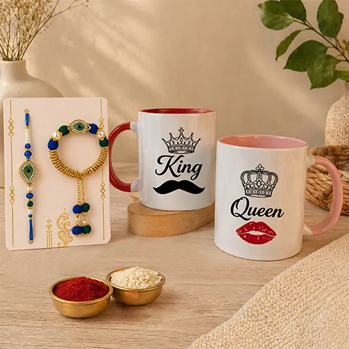 Couple Mug & Rakhi Combo for Bhaiya Bhabhi-Giftii